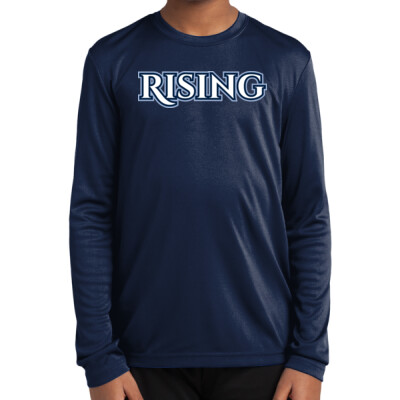 Youth Rising Long Sleeve Drifit Performance Tee - Navy Thumbnail