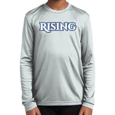 Youth Rising Long Sleeve Drifit Performance Tee - White Thumbnail