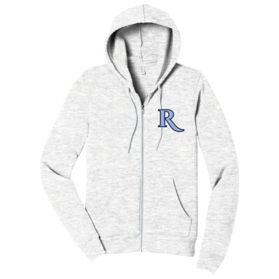 Adult Bella Canvas "R" Full Zip Hoodie w/ Optional Number on Sleeve - Light Colors Thumbnail
