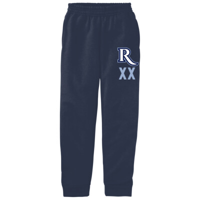 Youth "R" Fleece Sweatpants w/ Optional Player Number - Navy Thumbnail