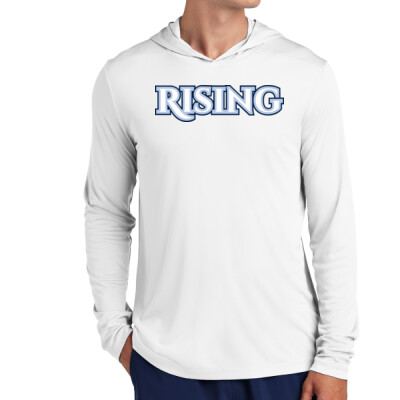 Adult Rising Long Sleeve Hooded Drifit Tee - White Thumbnail