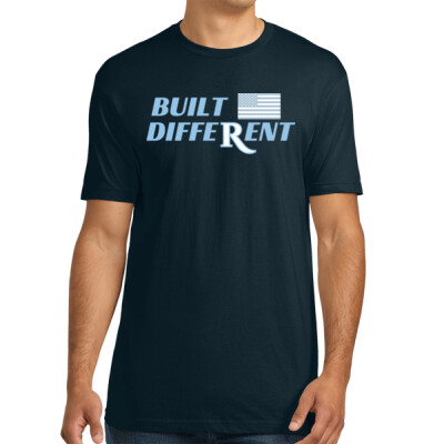Adult Unisex Crewneck Tee - Built Different w/ Flag Thumbnail