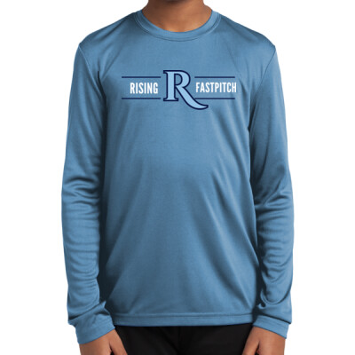 Youth Rising Long Sleeve Drifit Performance Tee - Rising Fastpitch Blue Thumbnail