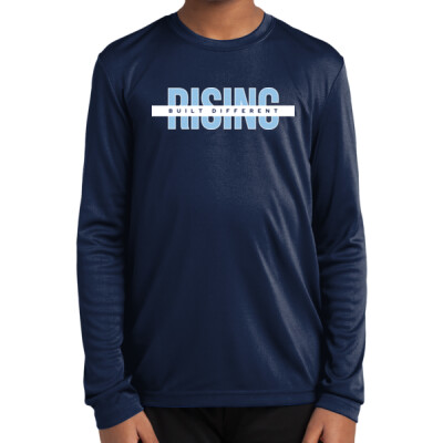 Youth Long Sleeve Drifit Performance Tee - Rising Built Different Thumbnail