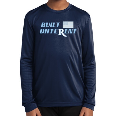 Youth Long Sleeve Drifit Performance Tee - Built Different w/ Flag Thumbnail