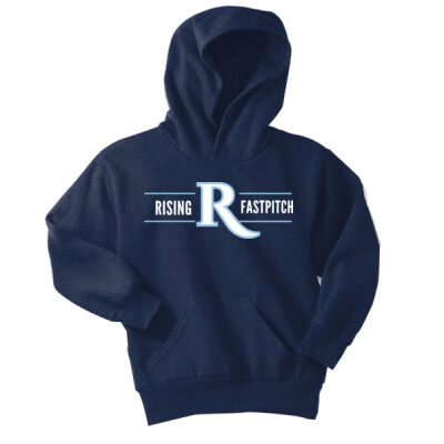 Youth Fleece Hoodie w/ Optional Number - Rising Fastpitch White Thumbnail