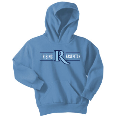 Youth Fleece Hoodie w/ Optional Number - Rising Fastpitch Blue Thumbnail
