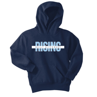 Youth Fleece Hoodie w/ Optional Number - Rising Built Different Thumbnail