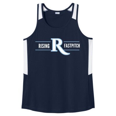 Ladies Colorblock Drifit Performance Tank - Rising Fastpitch White Thumbnail