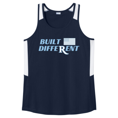 Ladies Colorblock Drifit Performance Tank - Built Different w/ Flag Thumbnail