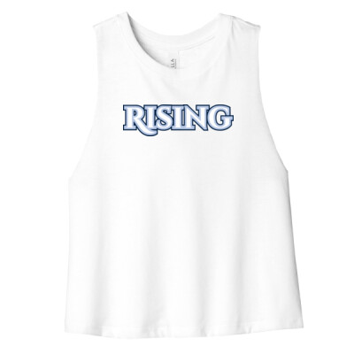 Ladies Rising Cropped Racerback Tank - White Thumbnail